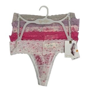 NWT JESSICA SIMPSON Women’s Panties Sz Small Pkg/5 Lace Thongs Multi Colors